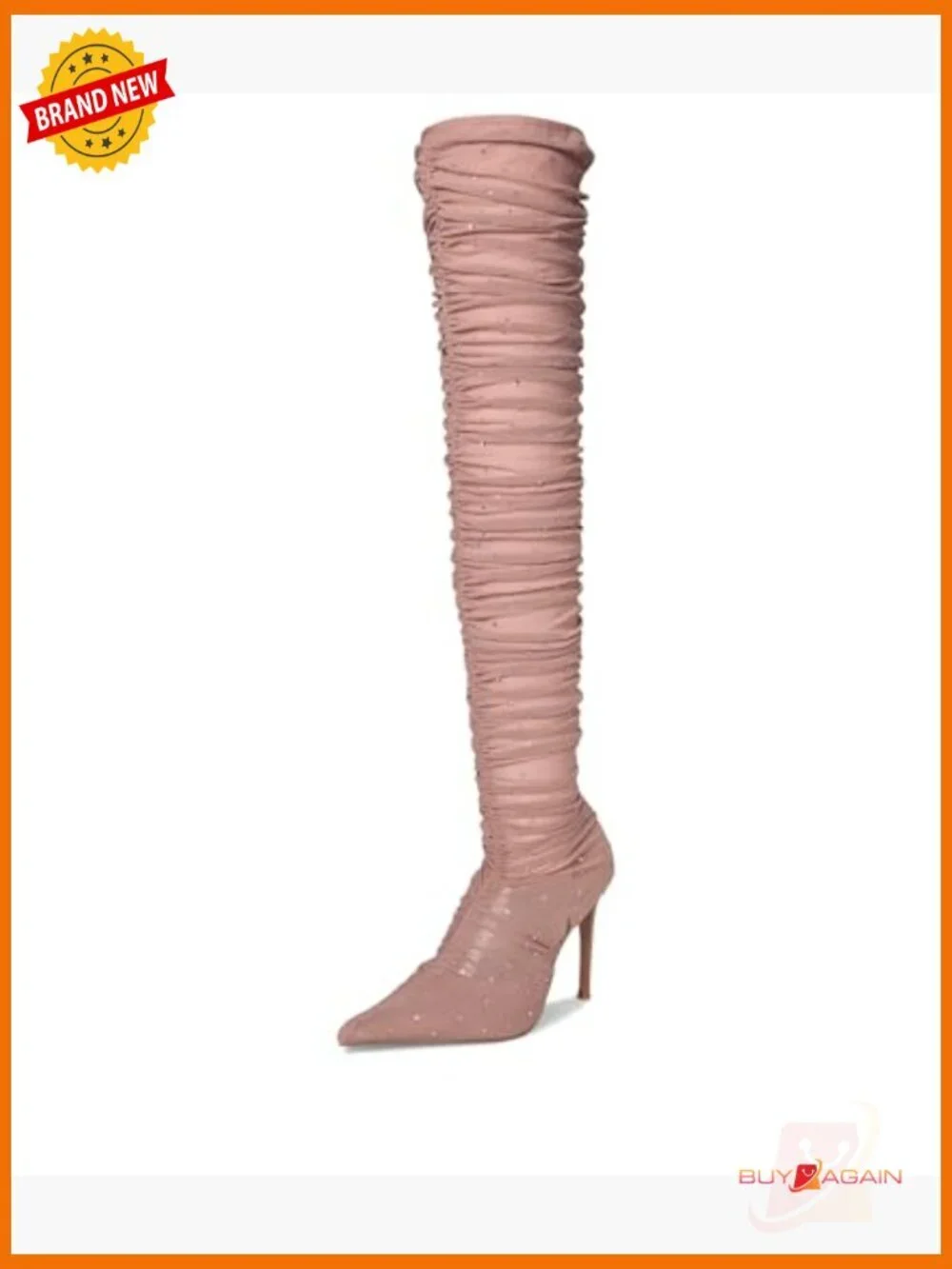 Over-the-Knee Boots Stiletto Heel Pull-On Mesh Nylon Rubber